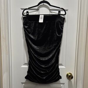 Torrid Black Velvet Ruched Pencil Skirt